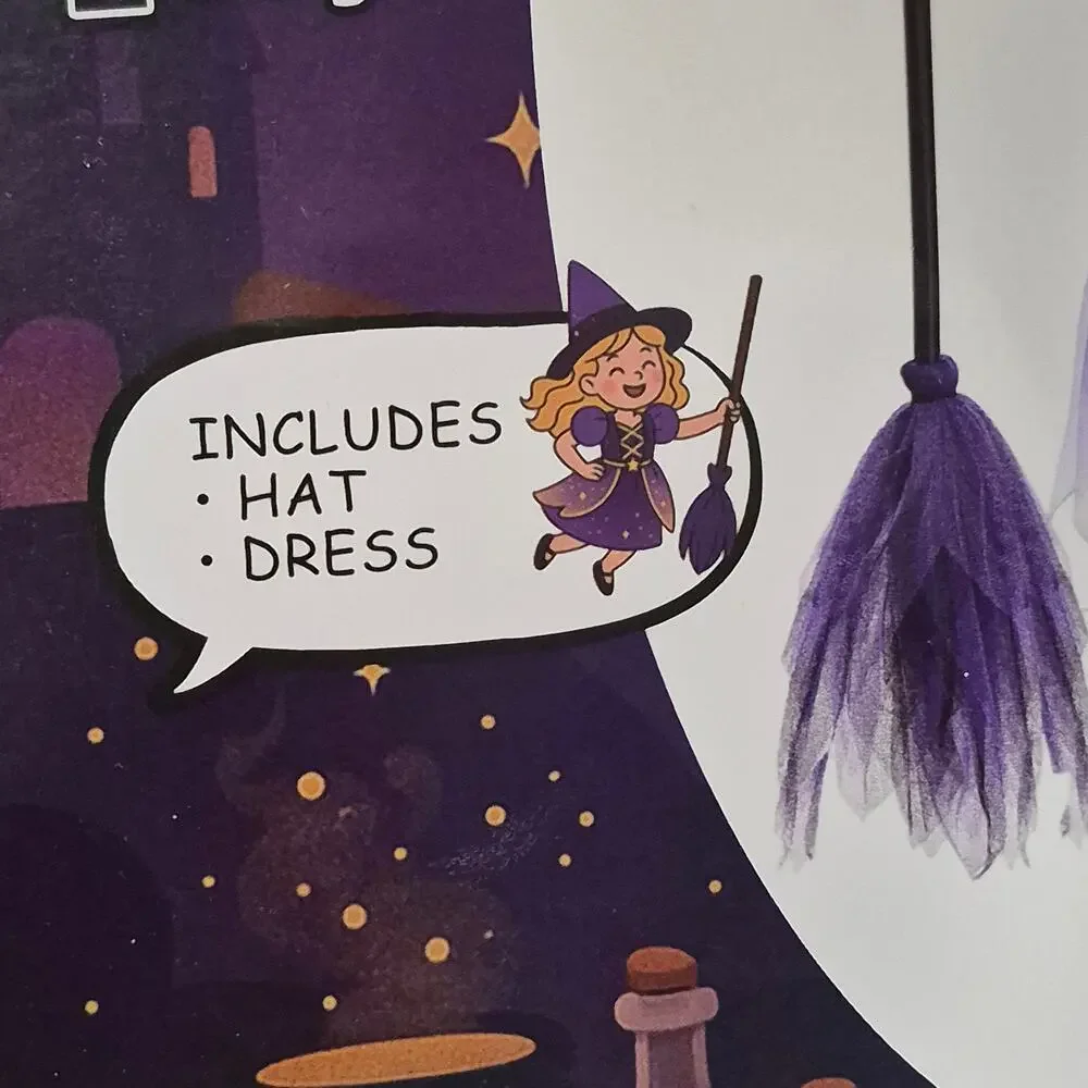 NEW Halloween Costume purple glitter elegant Witch Costume Girls size small